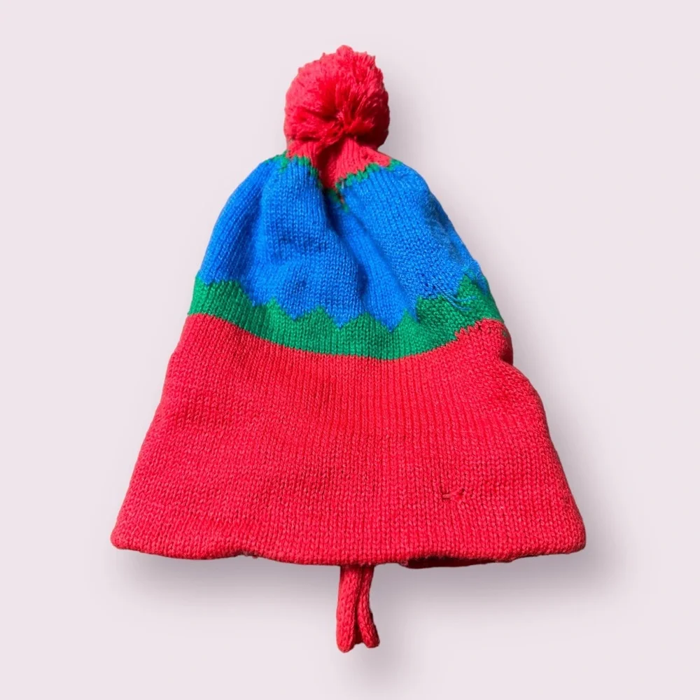 Vintage Toddler Disney Lion King Simba Red Blue Green Pom Pom Winter Knit Hat